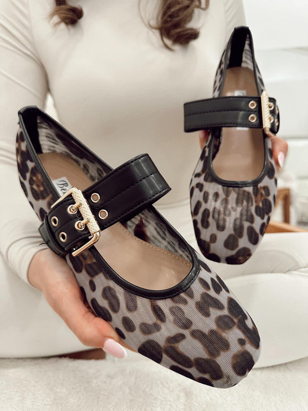 Baletanke G026 - sa kaišem - CRNA - LEOPARD