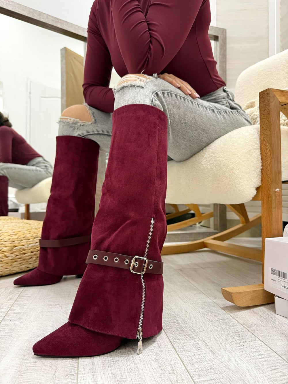 Ženske duboke čizme F902 - BORDO