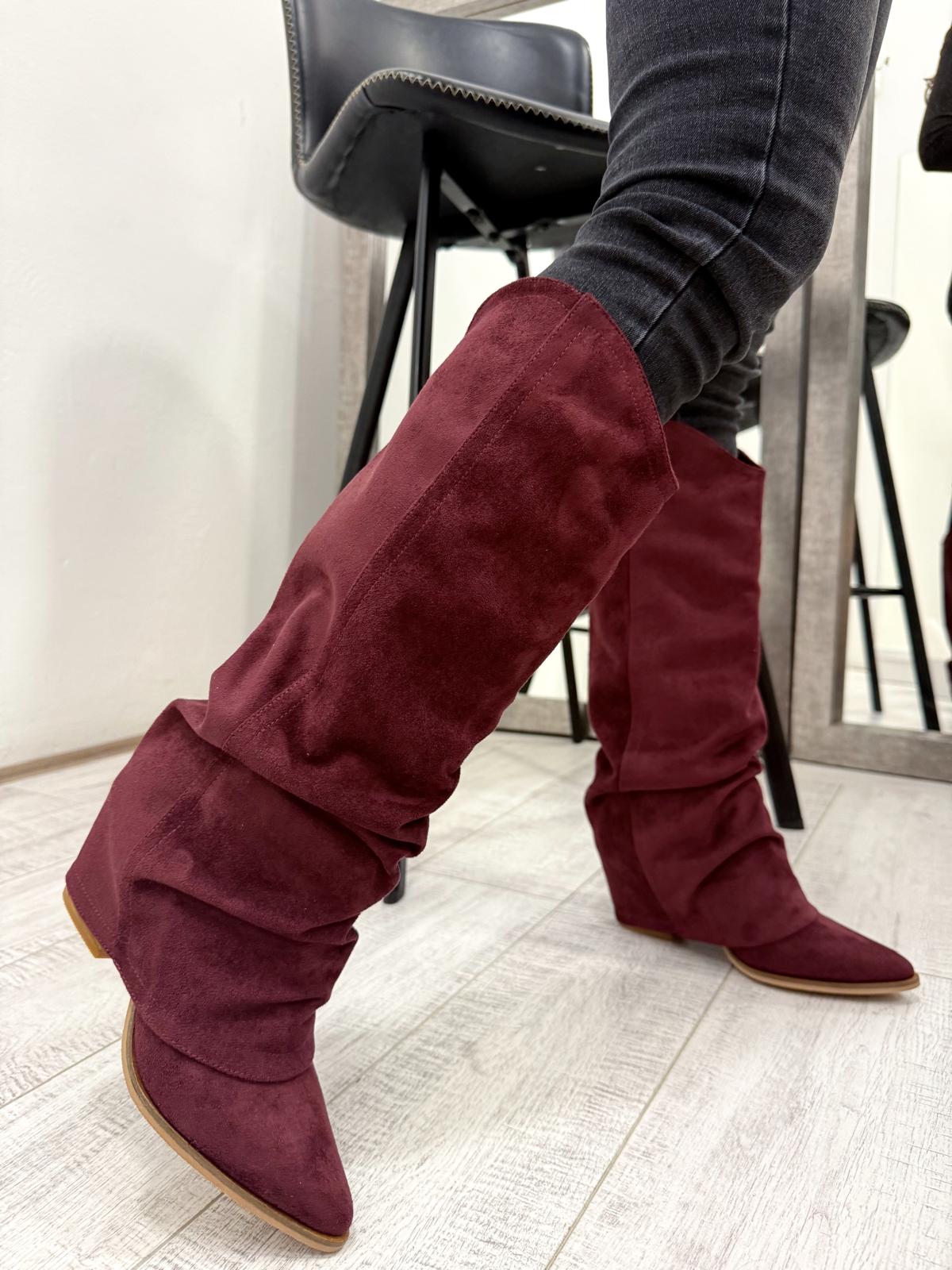 Ženske duboke čizme F776 - BORDO