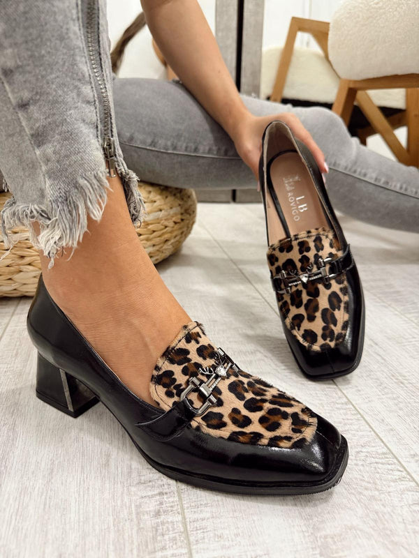 Kožne cipele F622 - LOVE BALLERIN'S - LEOPARD - CRNA