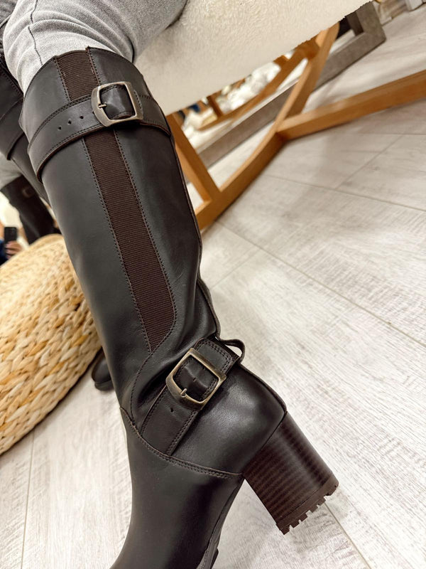 Kožne duboke čizme F642 - BELEZZA SCARPE - SMEĐA