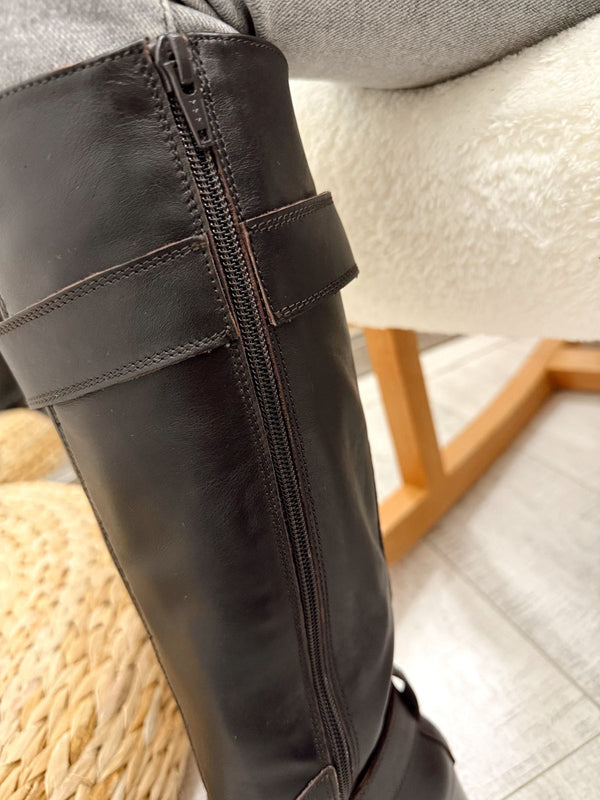 Kožne duboke čizme F642 - BELEZZA SCARPE - SMEĐA