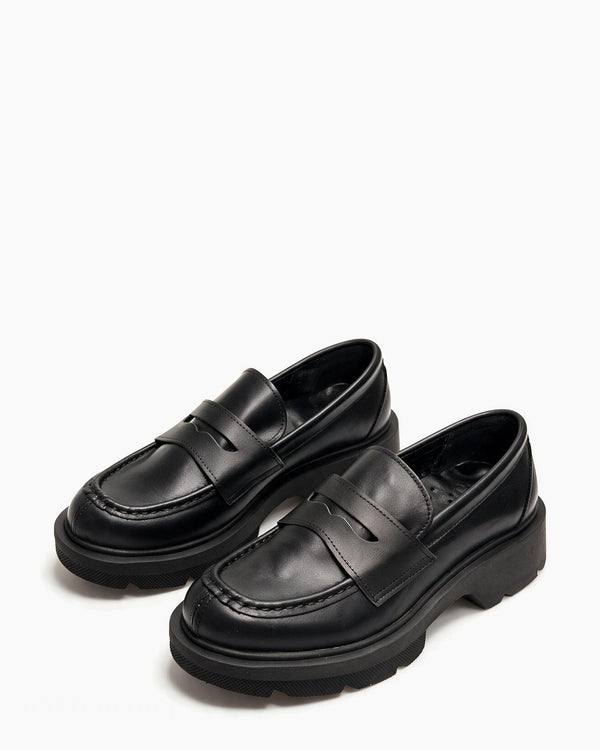 Kožne cipele - mokasine G644 - ATO SHOES - CRNA