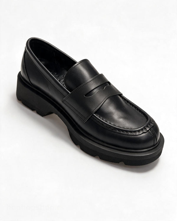 Kožne cipele - mokasine G644 - ATO SHOES - CRNA