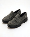 Kožne cipele - mokasine G644 - ATO SHOES - TAMNO SIVA