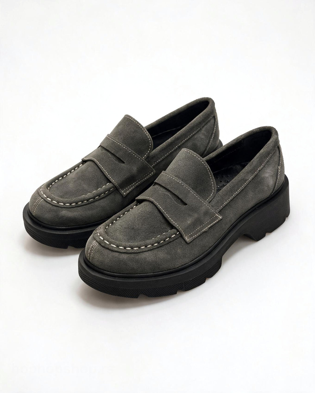Kožne cipele - mokasine G644 - ATO SHOES - TAMNO SIVA