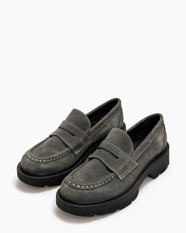 Kožne cipele - mokasine G644 - ATO SHOES - TAMNO SIVA