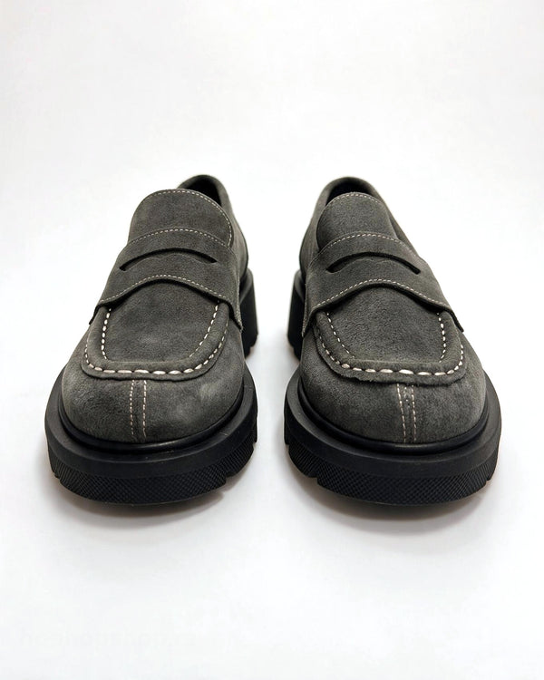 Kožne cipele - mokasine G644 - ATO SHOES - TAMNO SIVA