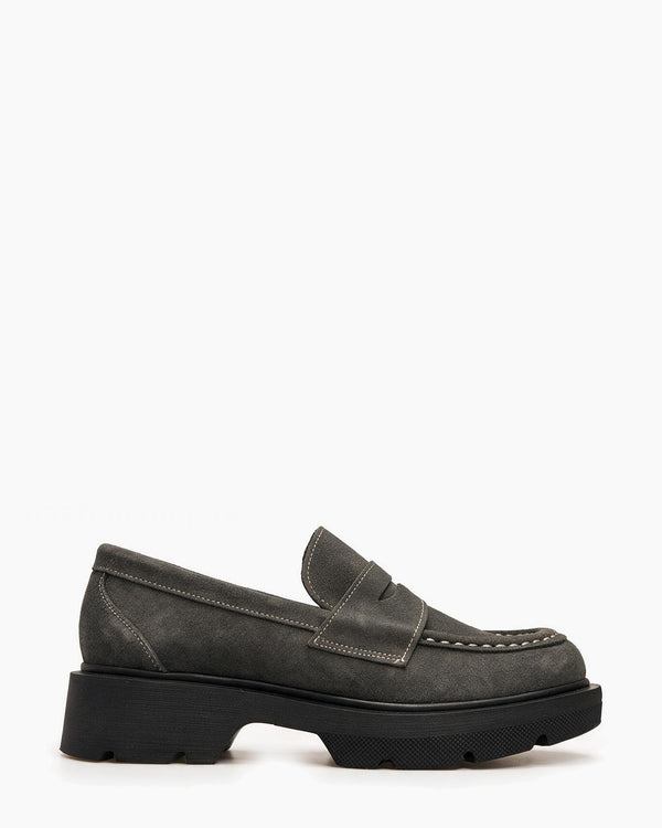 Kožne cipele - mokasine G644 - ATO SHOES - TAMNO SIVA