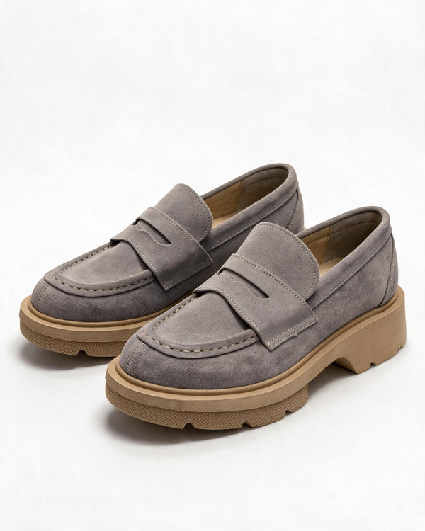 Kožne cipele - mokasine G644 - ATO SHOES - SIVA