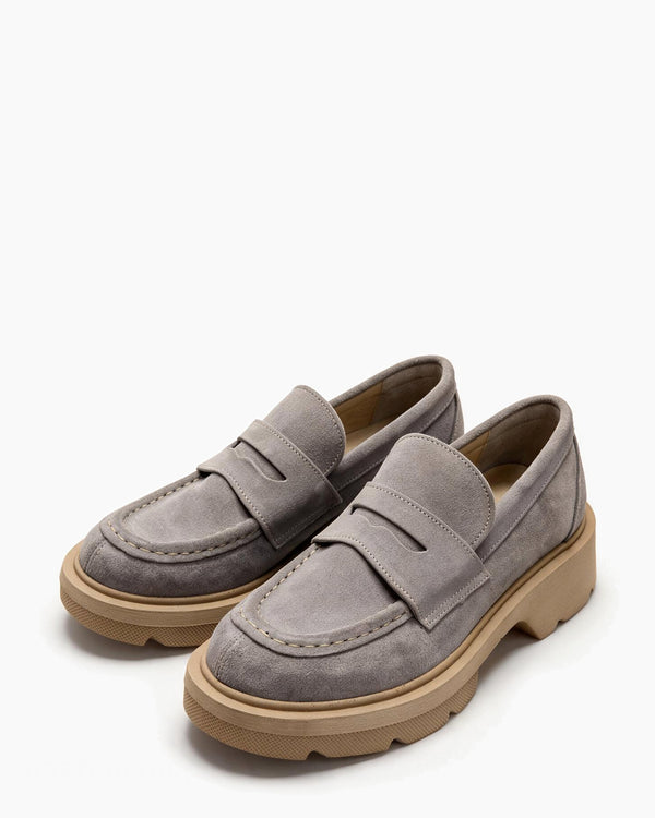 Kožne cipele - mokasine G644 - ATO SHOES - SIVA