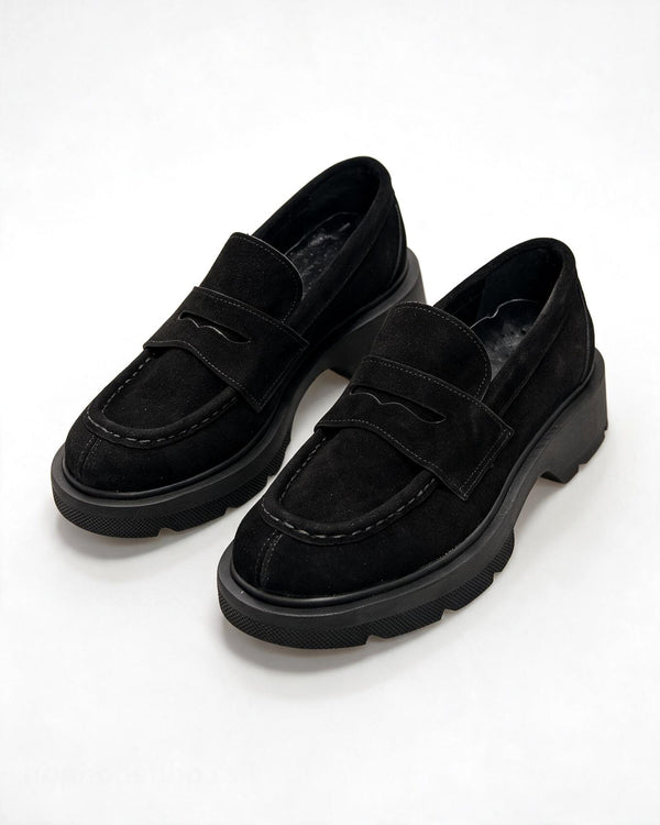 Kožne cipele - mokasine G644 - ATO SHOES - CRNA