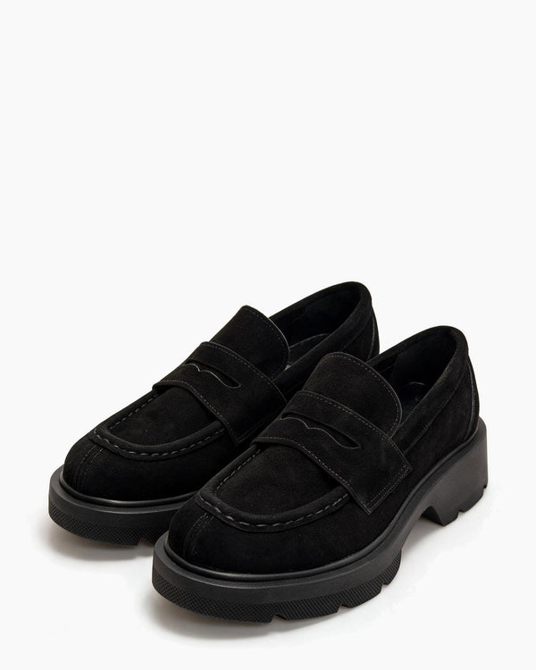 Kožne cipele - mokasine G644 - ATO SHOES - CRNA