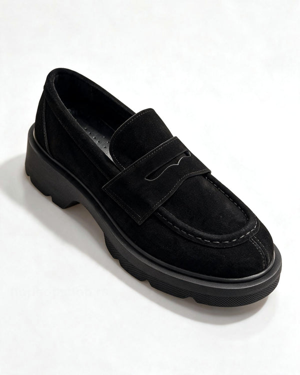 Kožne cipele - mokasine G644 - ATO SHOES - CRNA