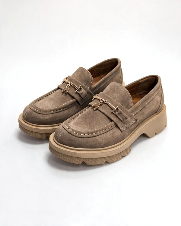 Kožne cipele - mokasine G645 - ATO SHOES - BEŽ