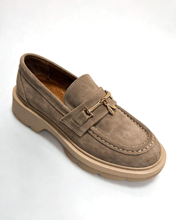Kožne cipele - mokasine G645 - ATO SHOES - BEŽ
