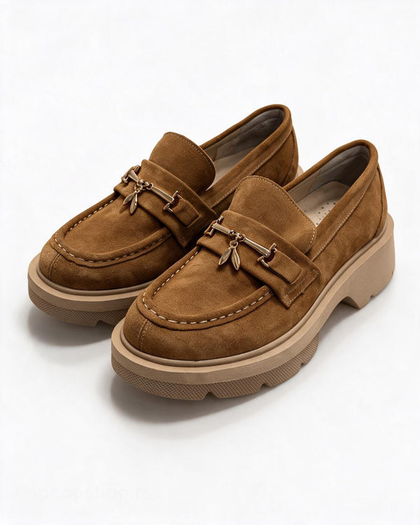 Kožne cipele - mokasine G645 - ATO SHOES - KAMEL
