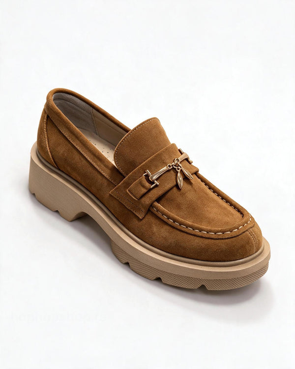 Kožne cipele - mokasine G645 - ATO SHOES - KAMEL
