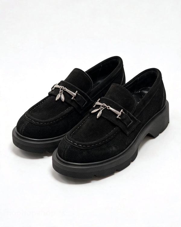 Kožne cipele - mokasine G646 - ATO SHOES - CRNA