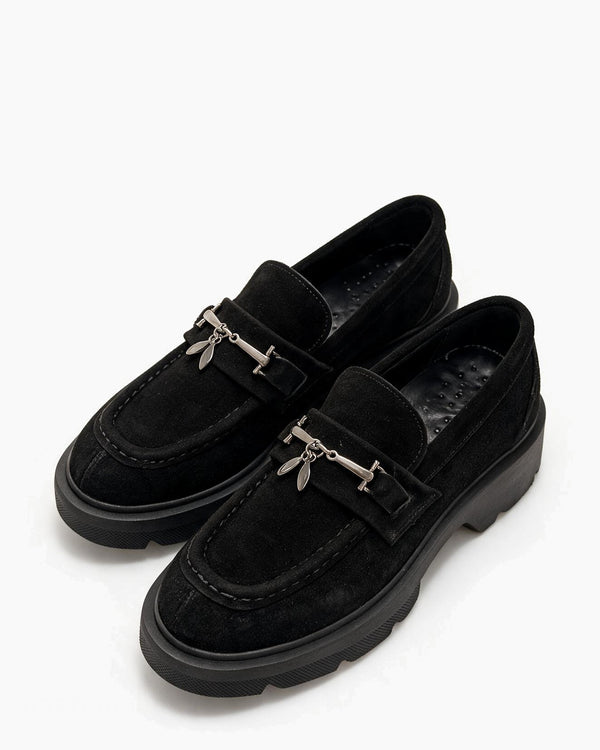 Kožne cipele - mokasine G646 - ATO SHOES - CRNA