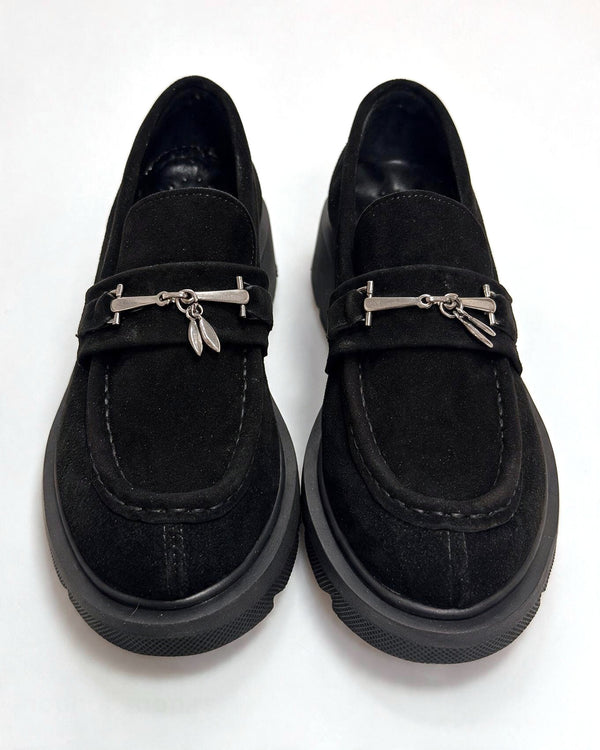 Kožne cipele - mokasine G646 - ATO SHOES - CRNA
