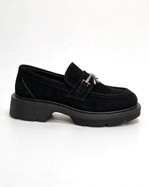 Kožne cipele - mokasine G646 - ATO SHOES - CRNA