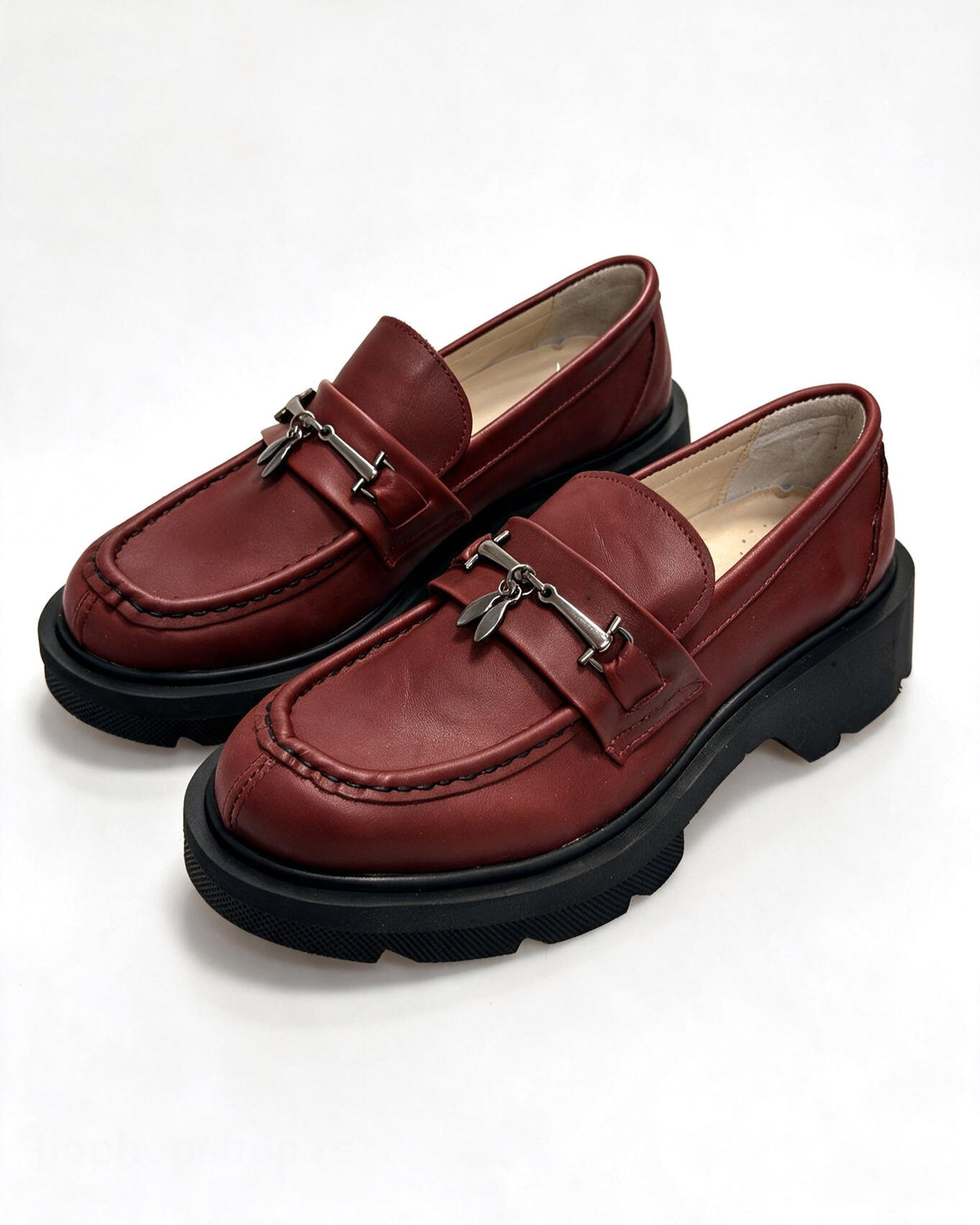 Kožne cipele - mokasine G646 - ATO SHOES - BORDO