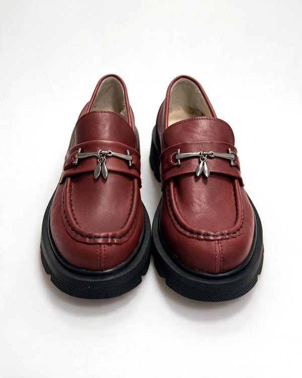 Kožne cipele - mokasine G646 - ATO SHOES - BORDO