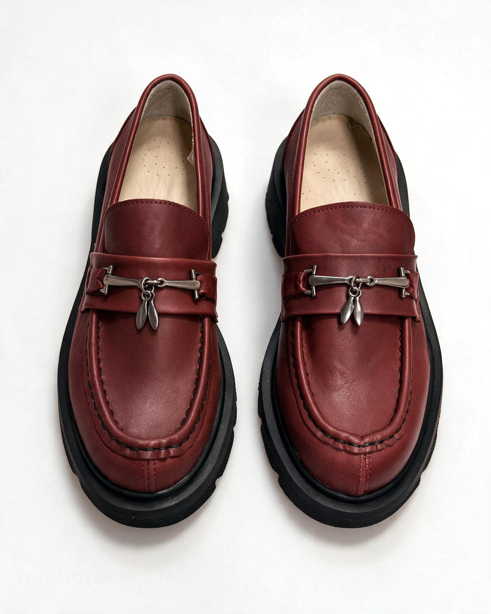 Kožne cipele - mokasine G646 - ATO SHOES - BORDO