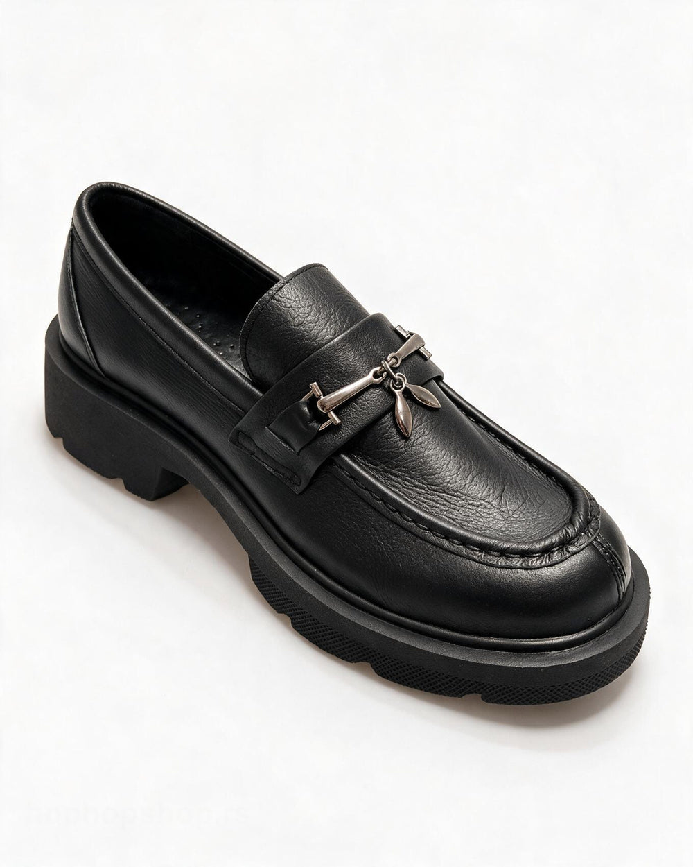 Kožne cipele - mokasine G646 - ATO SHOES - CRNA