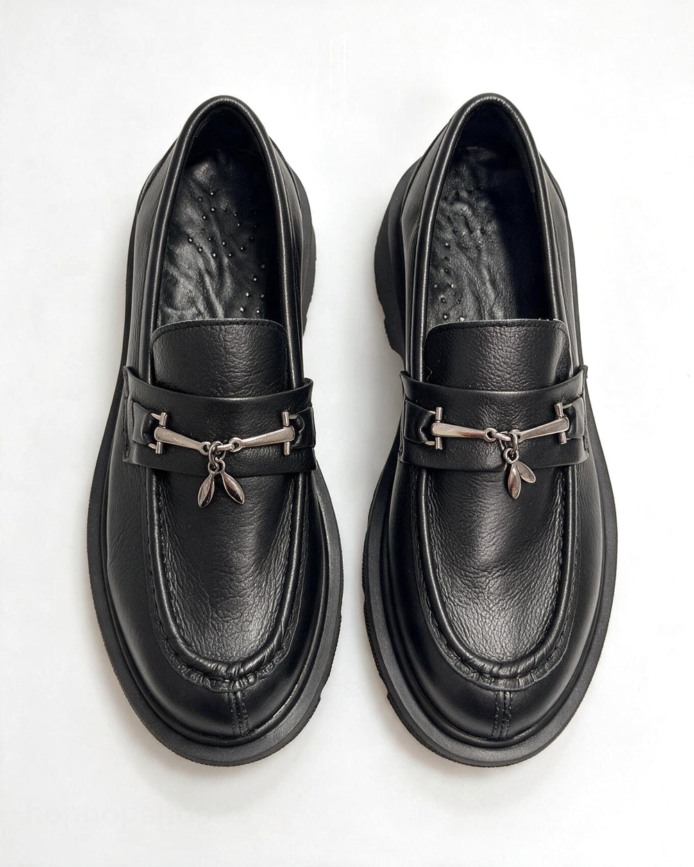Kožne cipele - mokasine G646 - ATO SHOES - CRNA