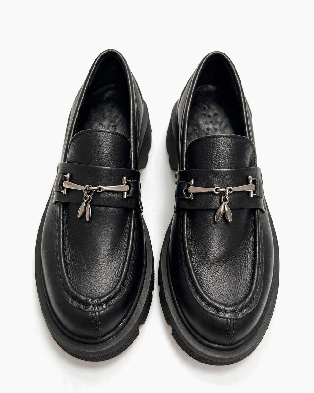 Kožne cipele - mokasine G646 - ATO SHOES - CRNA