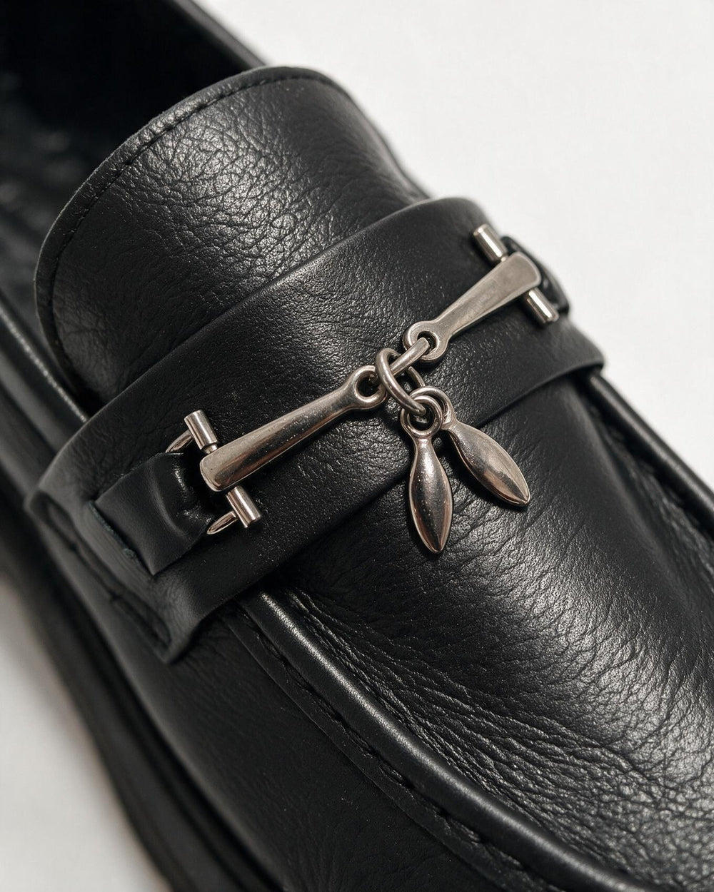 Kožne cipele - mokasine G646 - ATO SHOES - CRNA