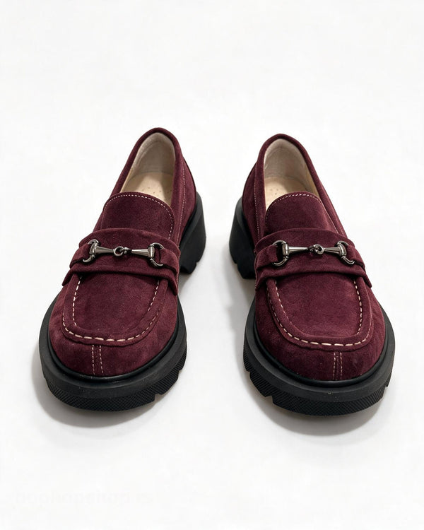 Kožne cipele - mokasine G647 - ATO SHOES - BORDO