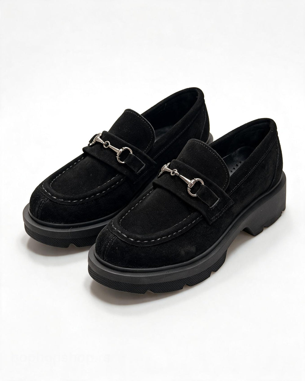 Kožne cipele - mokasine G647 - ATO SHOES - CRNA