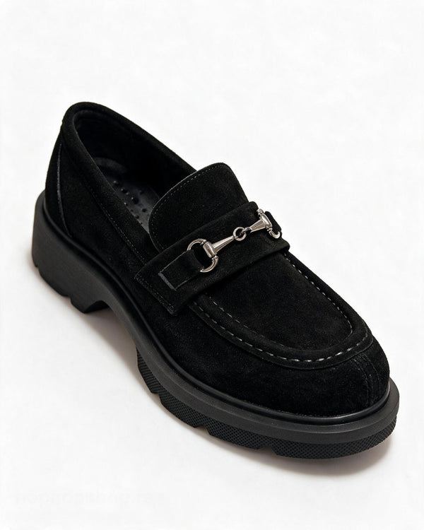 Kožne cipele - mokasine G647 - ATO SHOES - CRNA