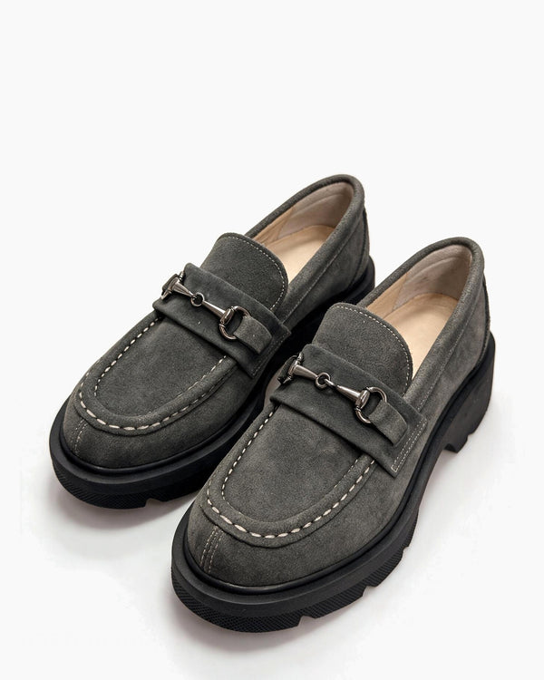 Kožne cipele - mokasine G647 - ATO SHOES - TAMNO SIVA