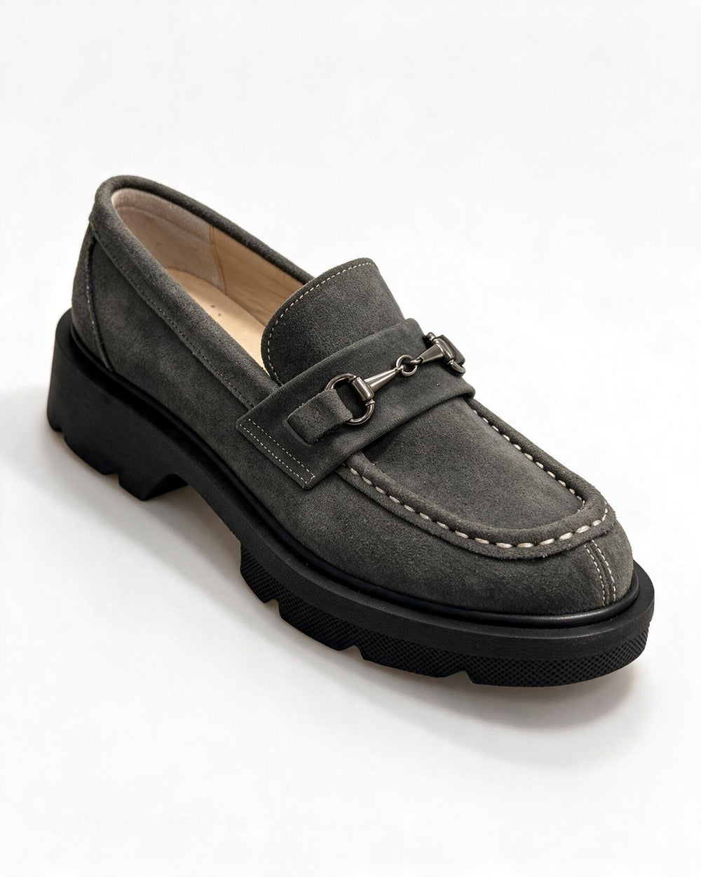 Kožne cipele - mokasine G647 - ATO SHOES - TAMNO SIVA