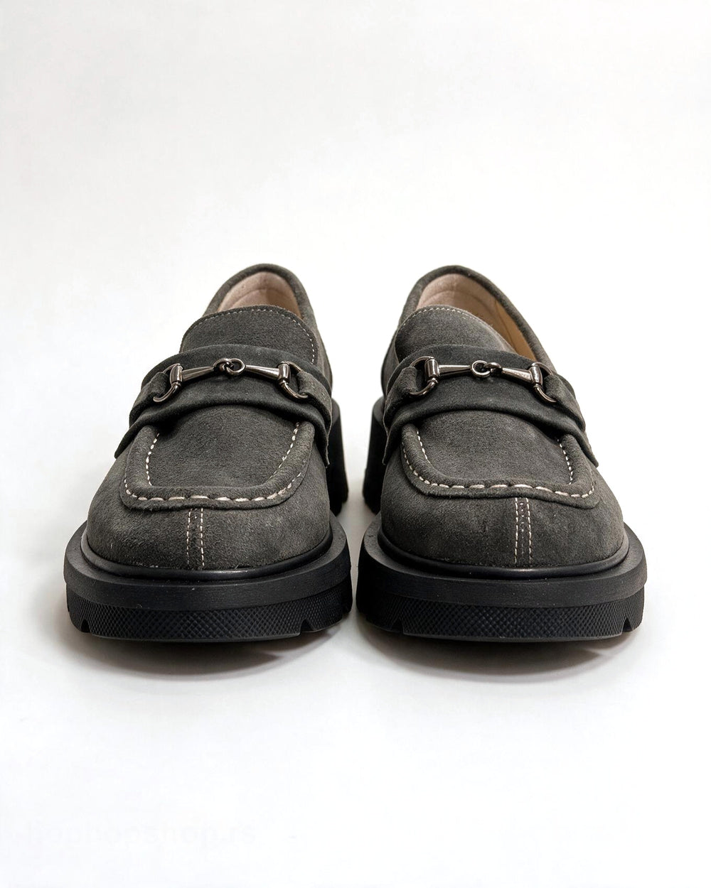 Kožne cipele - mokasine G647 - ATO SHOES - TAMNO SIVA