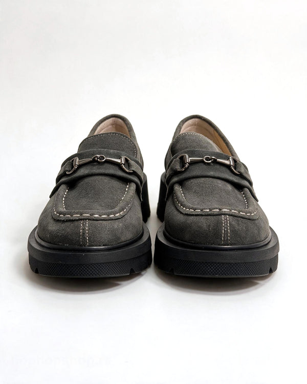 Kožne cipele - mokasine G647 - ATO SHOES - TAMNO SIVA