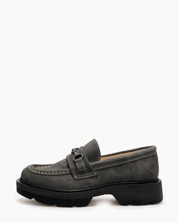 Kožne cipele - mokasine G647 - ATO SHOES - TAMNO SIVA