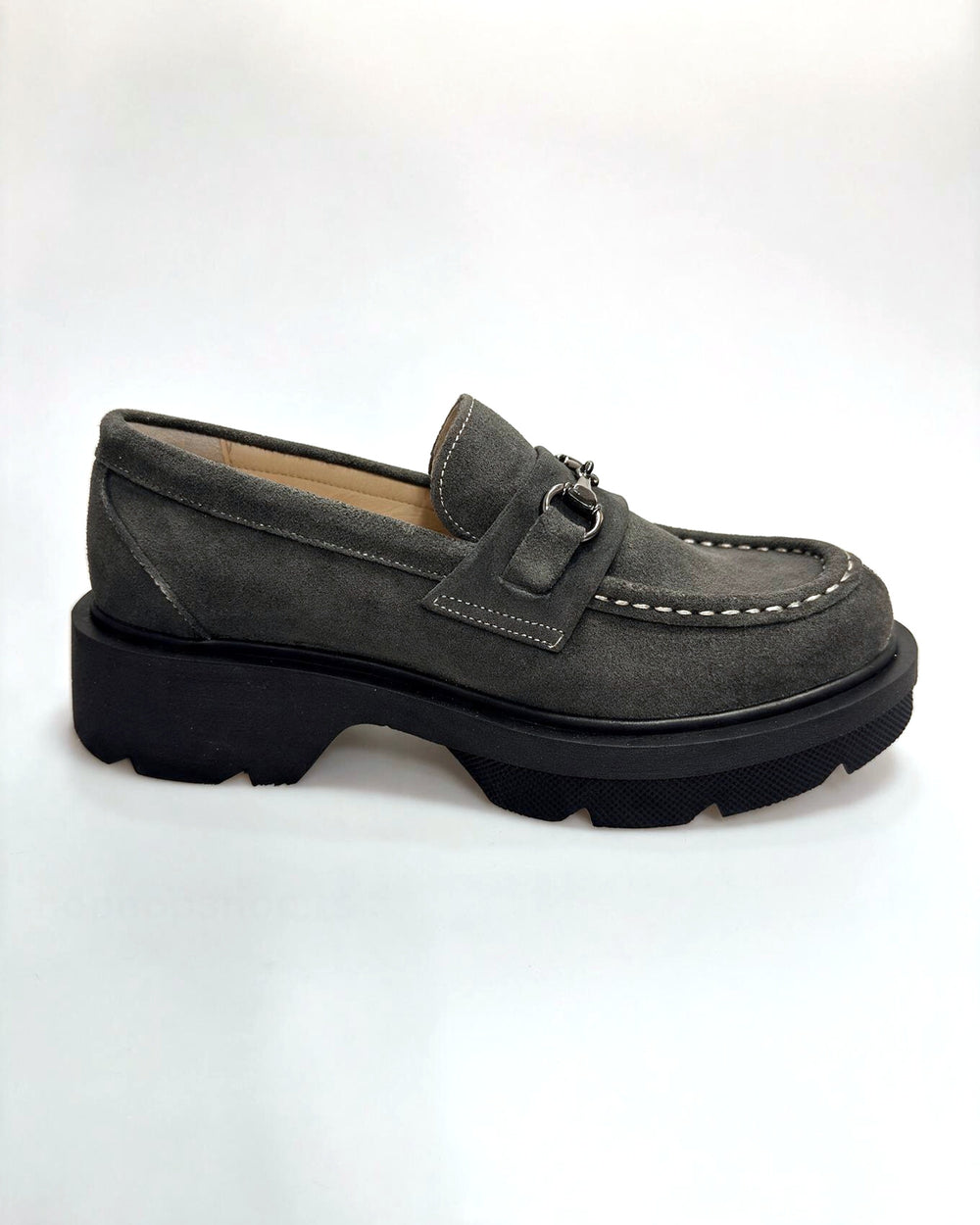 Kožne cipele - mokasine G647 - ATO SHOES - TAMNO SIVA