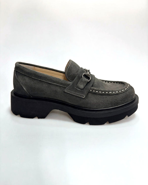 Kožne cipele - mokasine G647 - ATO SHOES - TAMNO SIVA