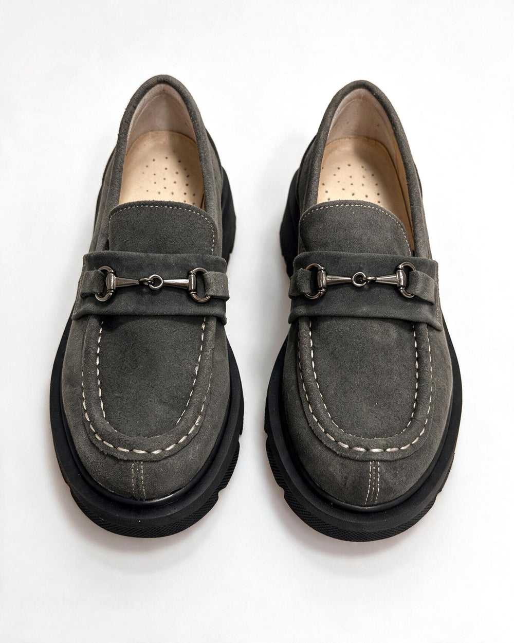 Kožne cipele - mokasine G647 - ATO SHOES - TAMNO SIVA