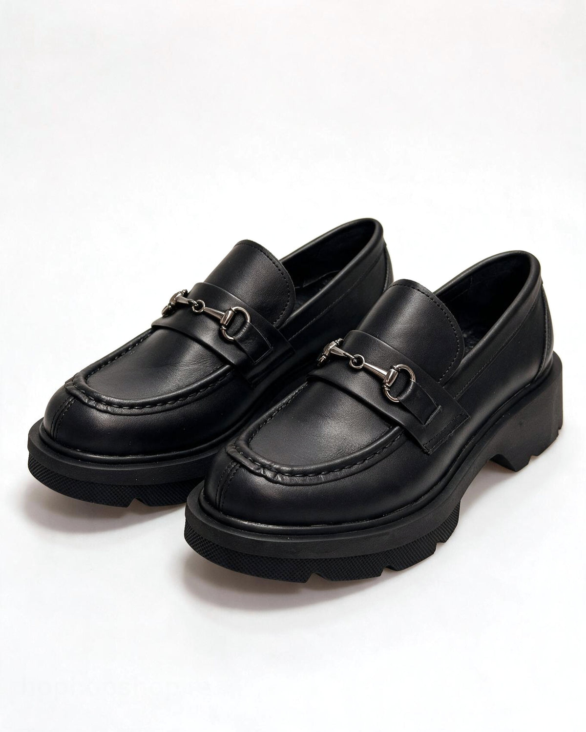 Kožne cipele - mokasine G647 - ATO SHOES - CRNA