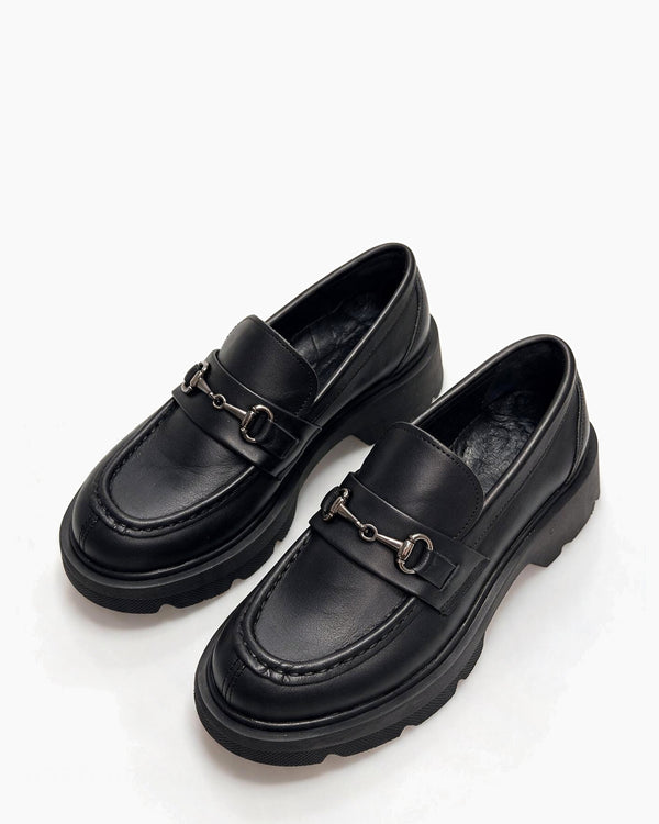 Kožne cipele - mokasine G647 - ATO SHOES - CRNA