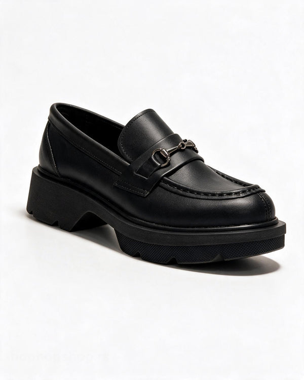 Kožne cipele - mokasine G647 - ATO SHOES - CRNA