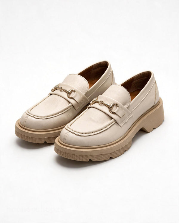 Kožne cipele - mokasine G648 - ATO SHOES - BEŽ