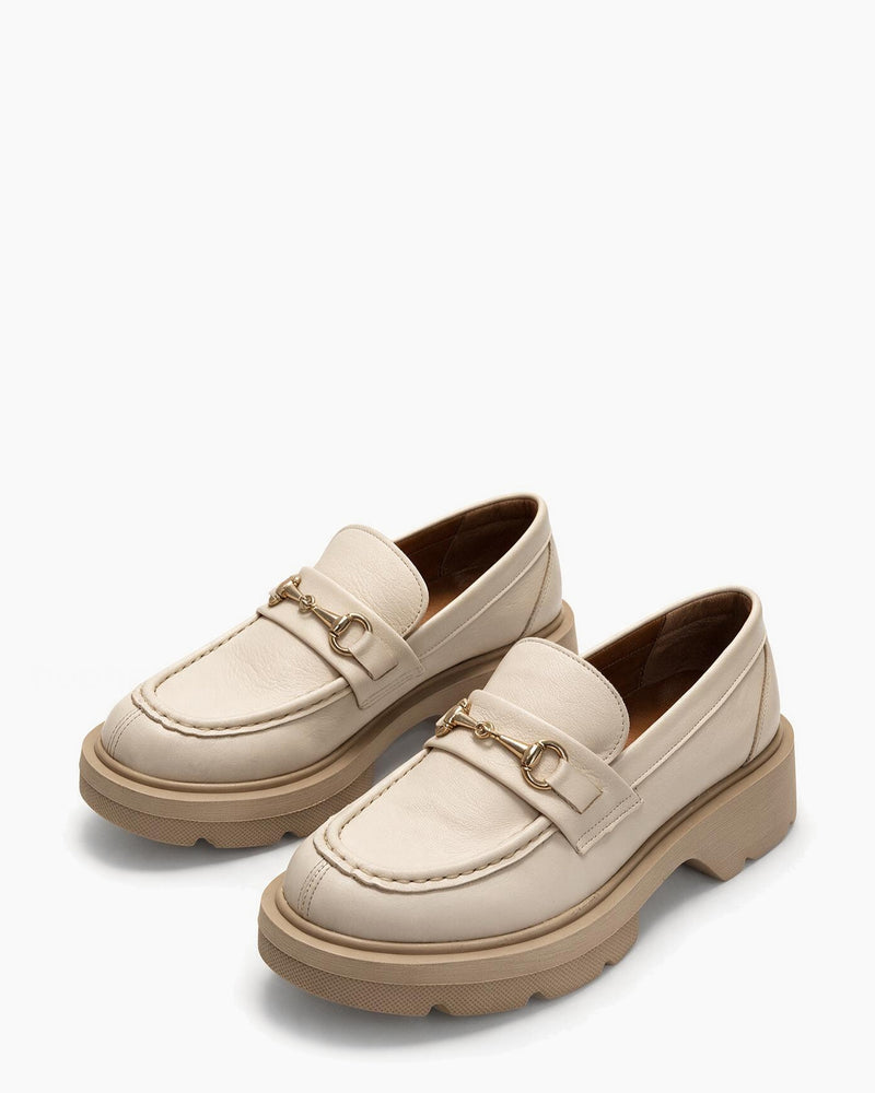 Kožne cipele - mokasine G648 - ATO SHOES - BEŽ