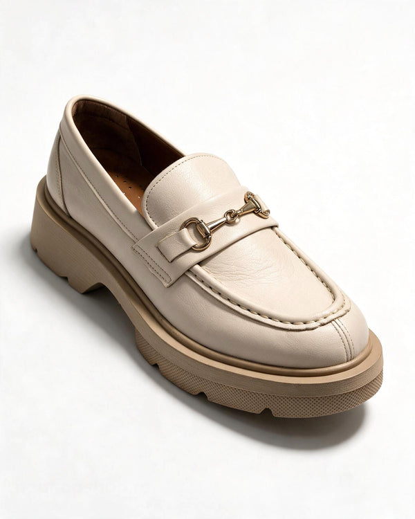 Kožne cipele - mokasine G648 - ATO SHOES - BEŽ
